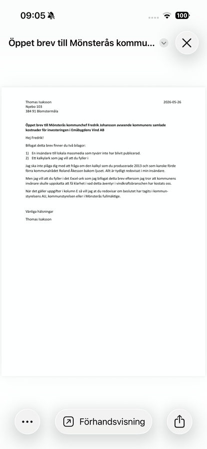 Öppet brev till kommunchef Fredrik Johansson