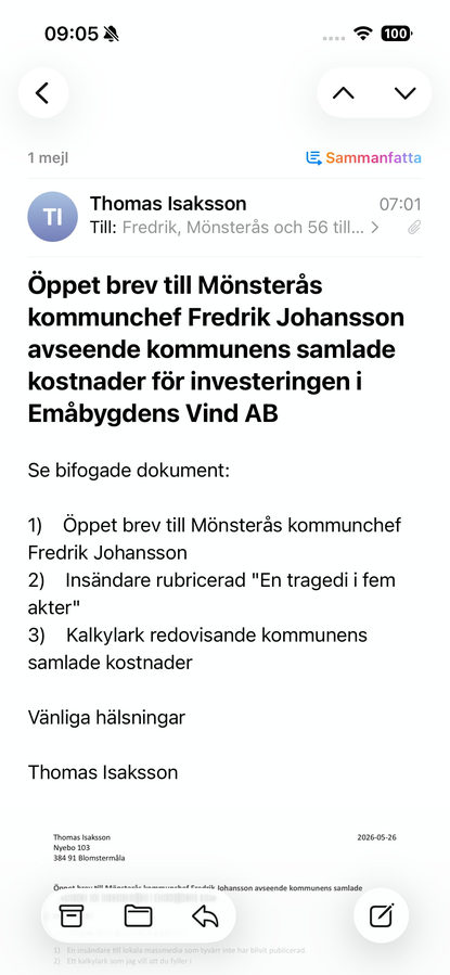 Mejl: Öppet brev — 56 mottagare